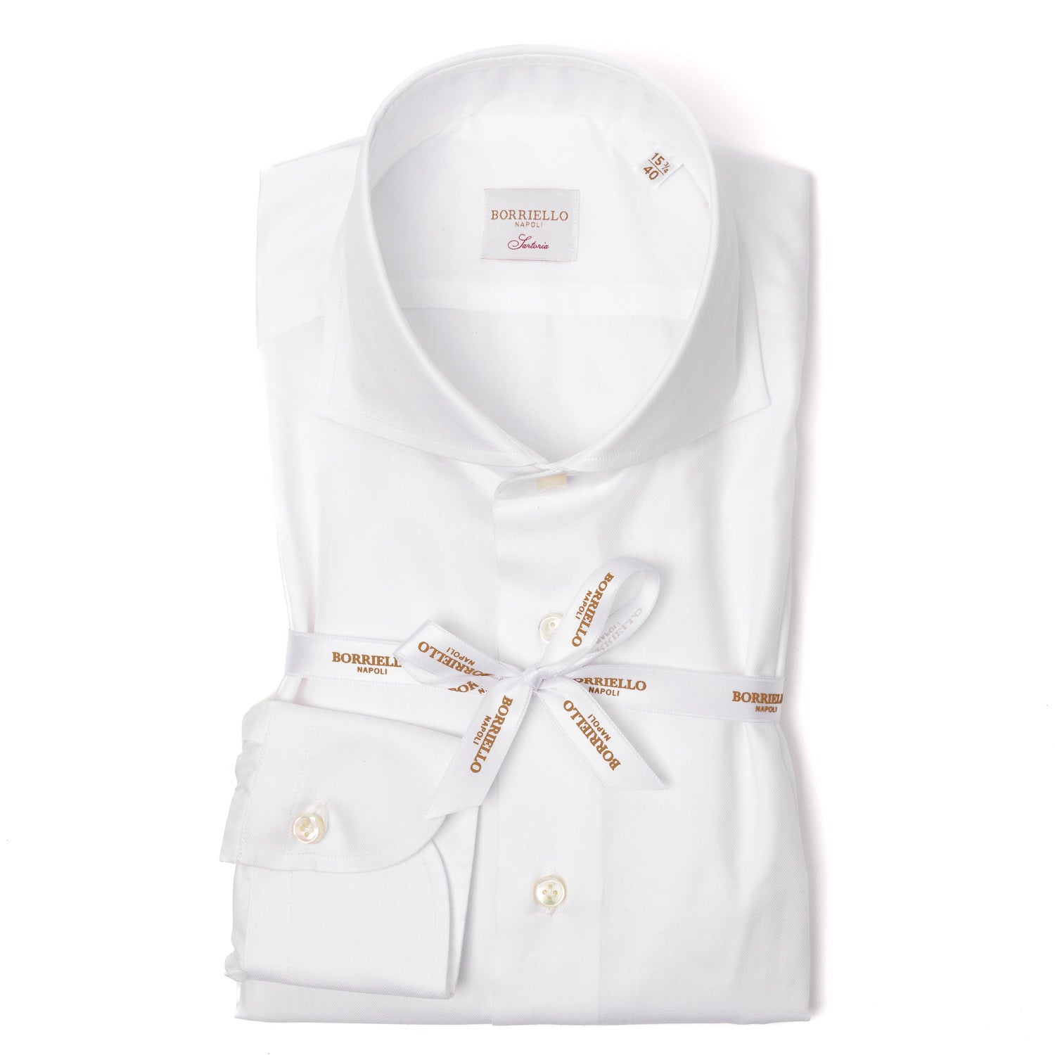 Weißes Hemd "Royal Twill" mit Haifischkragen und Sportmanschette - Handarbeit